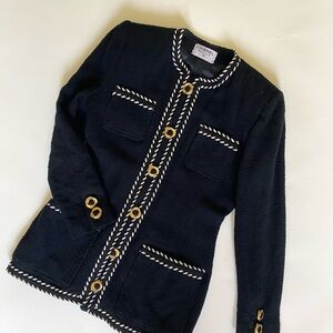 Vintage Chanel Boutique Tweed Black Jacket